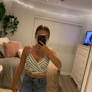 White and black tie top